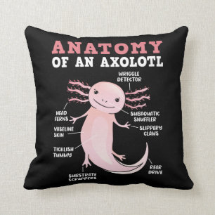 Axolotls Anatomy Of An Axolotl Kawaii Throw Pillow