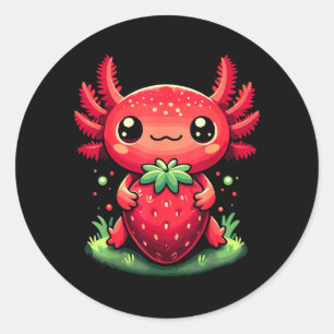Axolotls Cute Strawberry Summer Fruit Lover Kawaii Classic Round Sticker