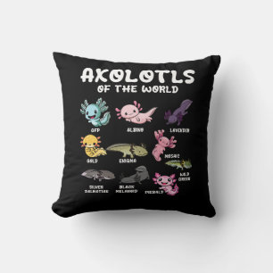 Axolotls Of The World Cute Kawaii Axolotl Lover Oc Throw Pillow