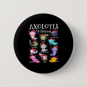 Axolotls Santa Hat Christmas Pajama Cute Animal Ax 2 Inch Round Button
