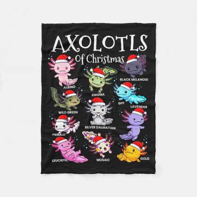 Axolotls Santa Hat Christmas Pajama Cute Animal Ax Fleece Blanket (Front)