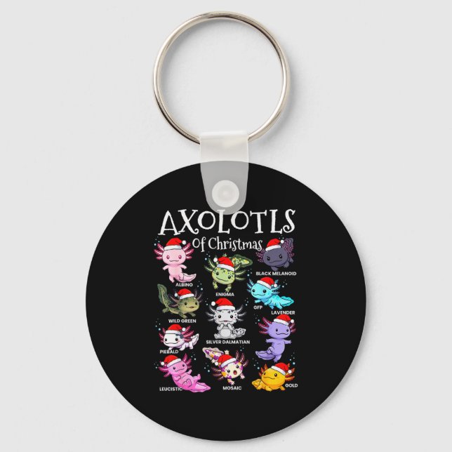 Axolotls Santa Hat Christmas Pajama Cute Animal Ax Keychain (Front)
