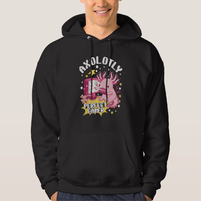 Axolotly Perfect Gamer Axolotl Playing Video Game  Hoodie (Front)