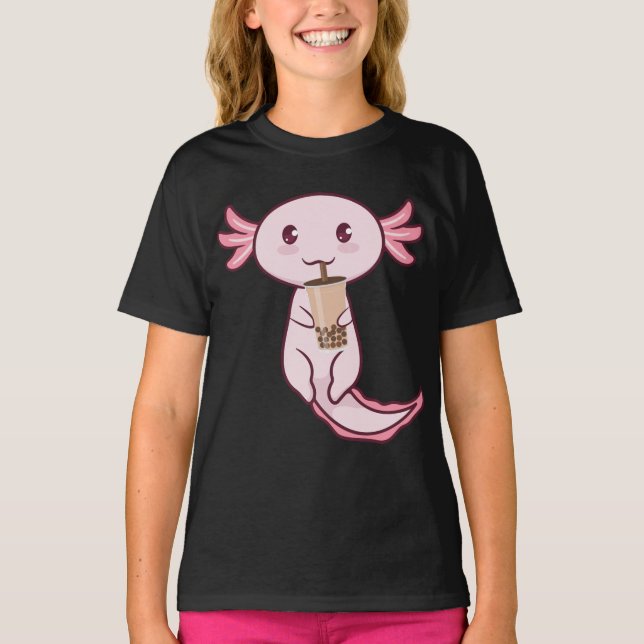 Axolots Lover Pet Animal Axolotl Bubble Tea Kawaii T-Shirt (Front)