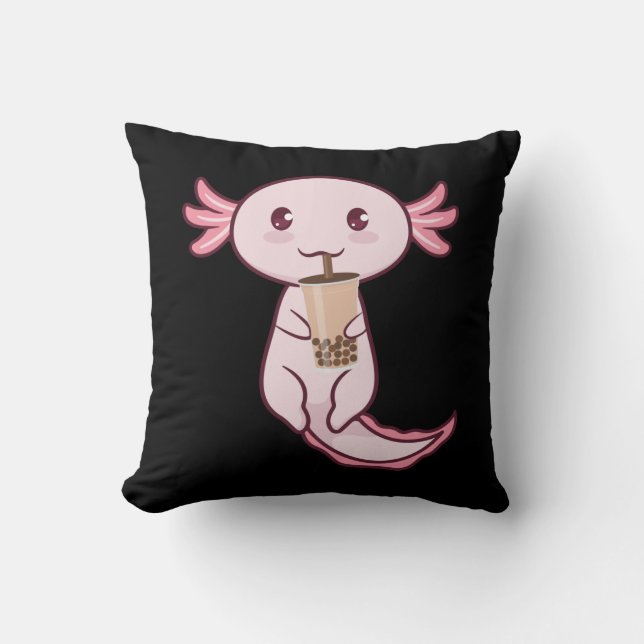 Axolots Lover Pet Animal Axolotl Bubble Tea Kawaii Throw Pillow (Front)