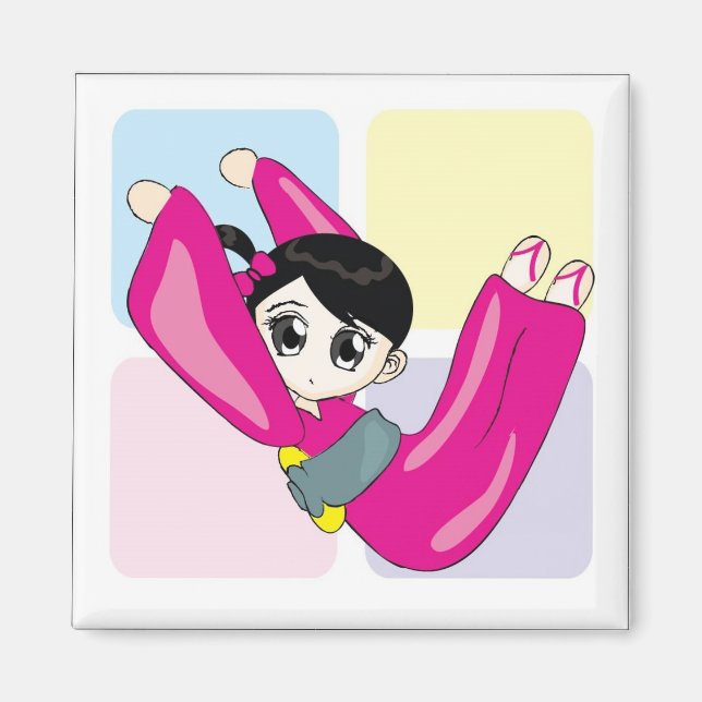 Aya-chan V-shape Square Magnet (Front)