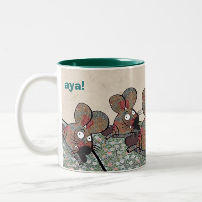 aya! "Mouse hunt" Two-Tone Coffee Mug (Left)