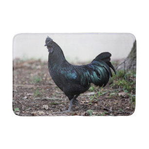 Ayam Cemani Cockerel Black Chicken Rooster Bath Mat