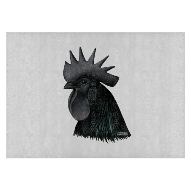 Ayam Cemani Rooster Head Cutting Board (Front)