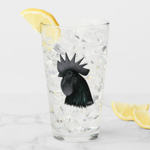 Ayam Cemani Rooster Head Glass