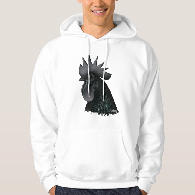 Ayam Cemani Rooster Head Hoodie (Front)