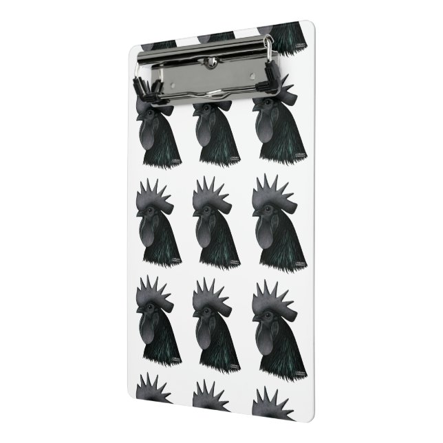 Ayam Cemani Rooster Head Mini Clipboard (Angled2)