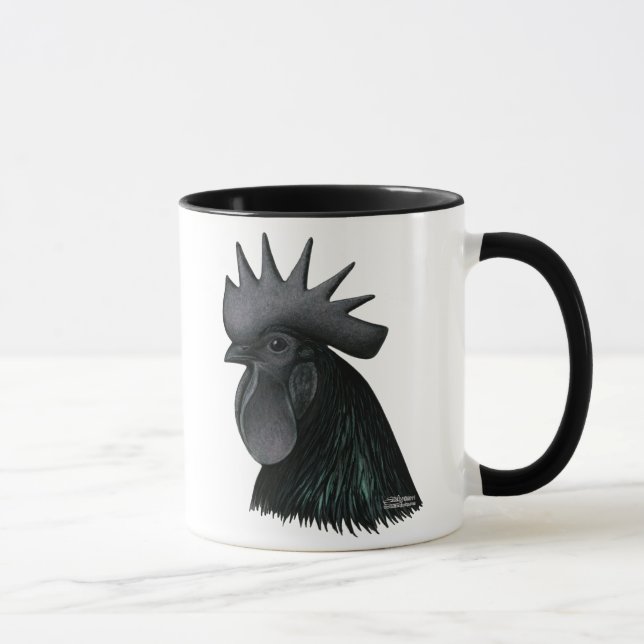 Ayam Cemani Rooster Head Mug (Right)