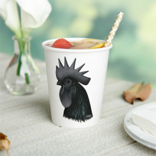 Ayam Cemani Rooster Head Paper Cups