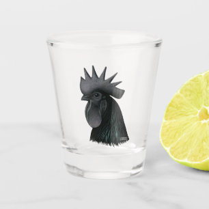 Ayam Cemani Rooster Head Shot Glass