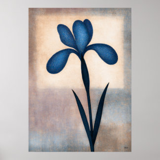 Ayame Blue Iris Japanese Floral Abstraction Poster