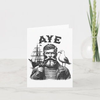 Aye - Fisherman Sailor Captain With Pipe  Card