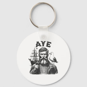Aye - Fisherman Sailor Captain With Pipe Keychain