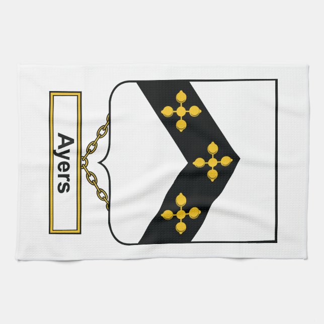 Ayers Family Crest Kitchen Towel (Horizontal)
