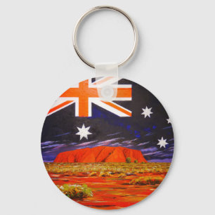 Ayers rock and australian flag keychain