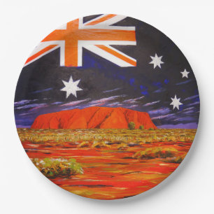 Ayers rock and australian flag paper plate