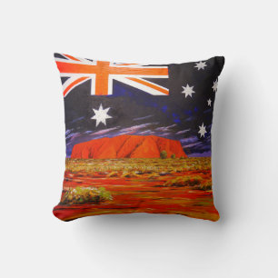 Ayers rock australian flag throw pillow