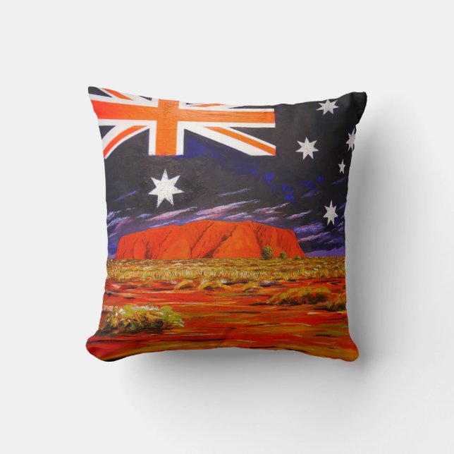 Ayers rock australian flag throw pillow (Front)
