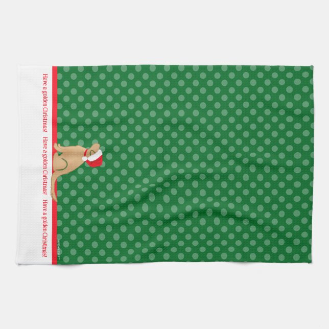 Ayez un chien de Noël doré Serviette de cuisine ve (Horizontal)
