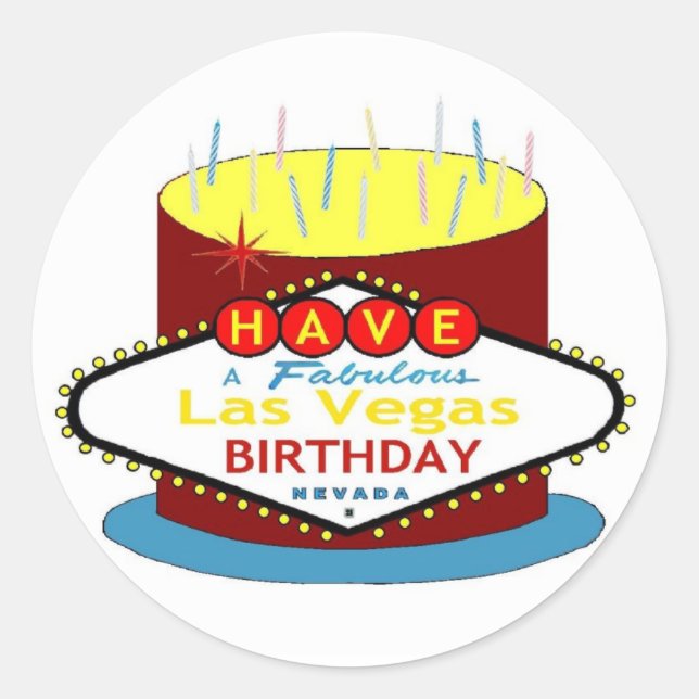Ayez Un Sticker Fabuleux Las Vegas Birthday Cake (Devant)
