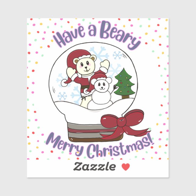 Ayez une bière Joyeux Sticker Kawaii Bears (Feuille)