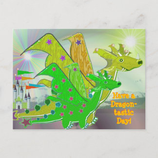 Ayez une carte postale mignonne de dragons de jour