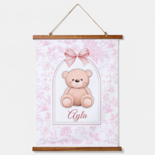 Ayla   Custom Pink Teddy Bear Nursery Design  Hanging Tapestry