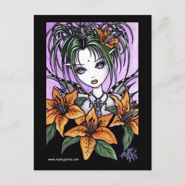 "Ayla" Gothic Tiger Lilly Fairy Postcard (Front)