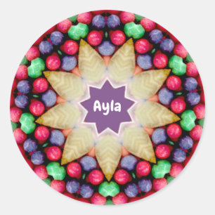 AYLA ~ Personalied Easter Candy Pattern ~  Classic Round Sticker