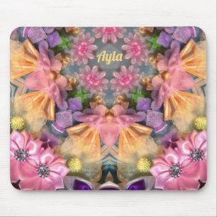 AYLA ~ Pink Purple Blue Yellow Bling Pattern Mouse Pad