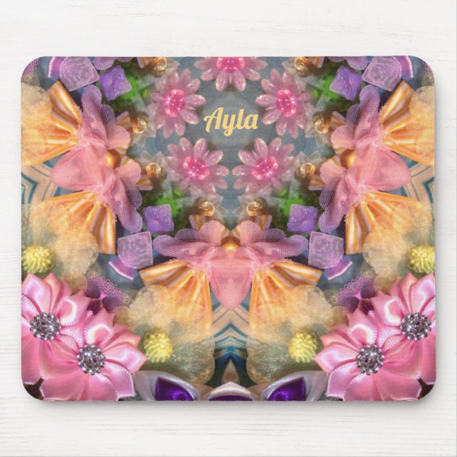 AYLA ~ Pink Purple Blue Yellow Bling Pattern  Mouse Pad (Front)