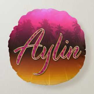 Aylin first name name golden pink pillow