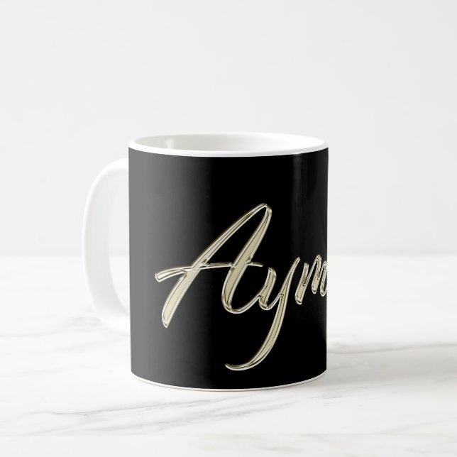 Ayman Name whitegold Cup Teacup Coffee Cup (Front Left)
