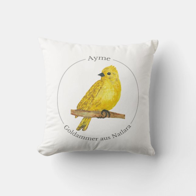 Ayme -  Goldammer aus Natlara Throw Pillow (Front)