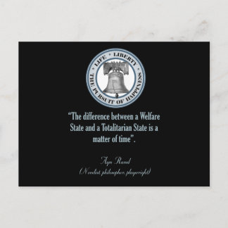 Ayn Rand Quote (Totalitarianism) Postcard