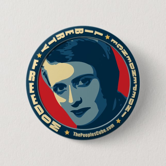 Ayn Rand - Shrugged: OHP Button (Front)
