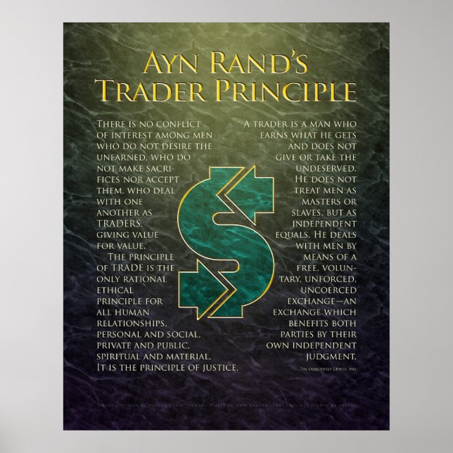 Ayn Rand's "Trader Principle" Poster (Front)