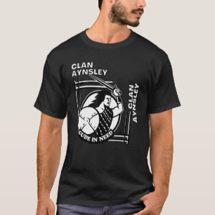 Aynsley Clan Gaelic Motto Swordsman T-Shirt