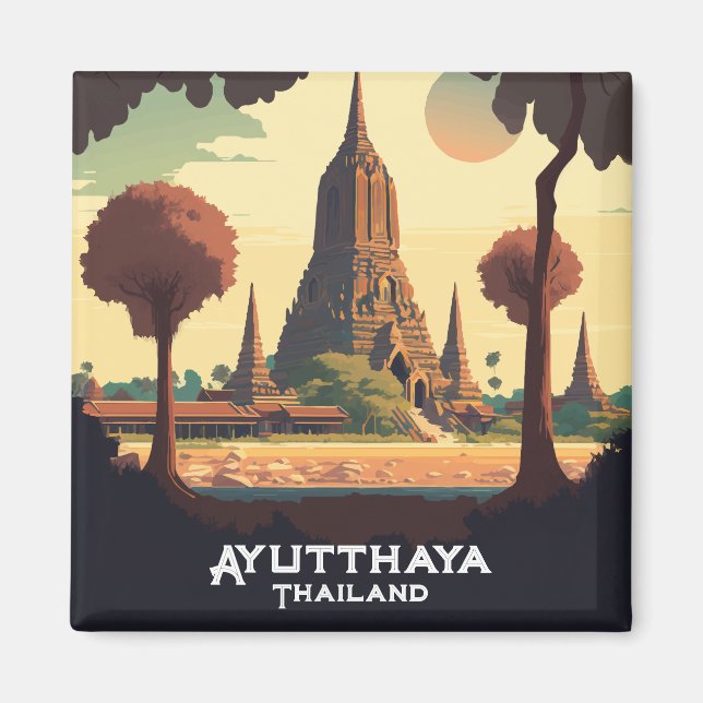 Ayutthaya Thailand Temple Sunset Magnet (Front)