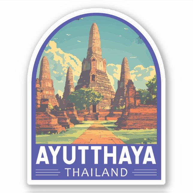 Ayutthaya Thailand Travel Art Emblem (Front)