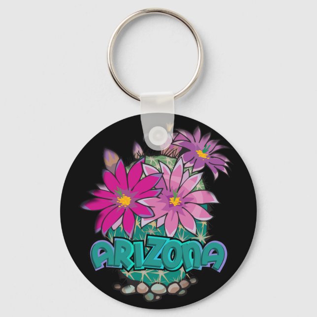 AZ Design Arizona Cactus Blooms Keychain (Front)