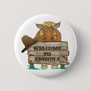 AZ- Welcome to Arizona Horse 2 Inch Round Button