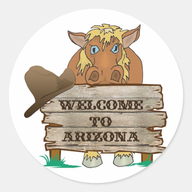 AZ- Welcome to Arizona Horse Classic Round Sticker (Front)