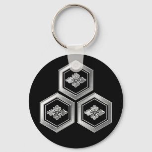 Azai Clan Kamon Silver Chrome Keychain