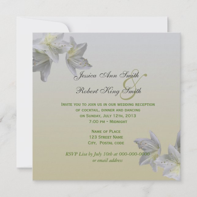 Azalea blanc fleurs mariage invitations à la récep (Devant)